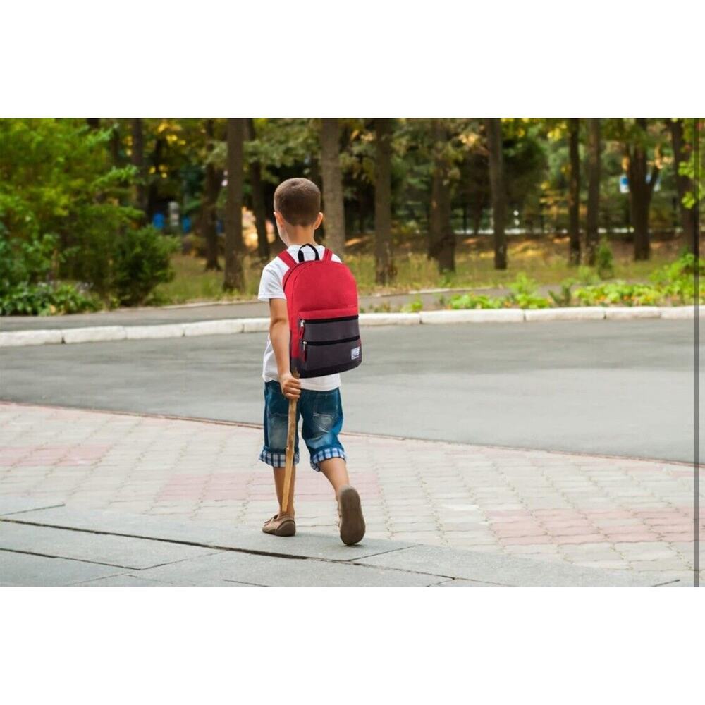 Trail maker Multi Pocket Multicolor Backpack with Adjustable Padded Straps Red